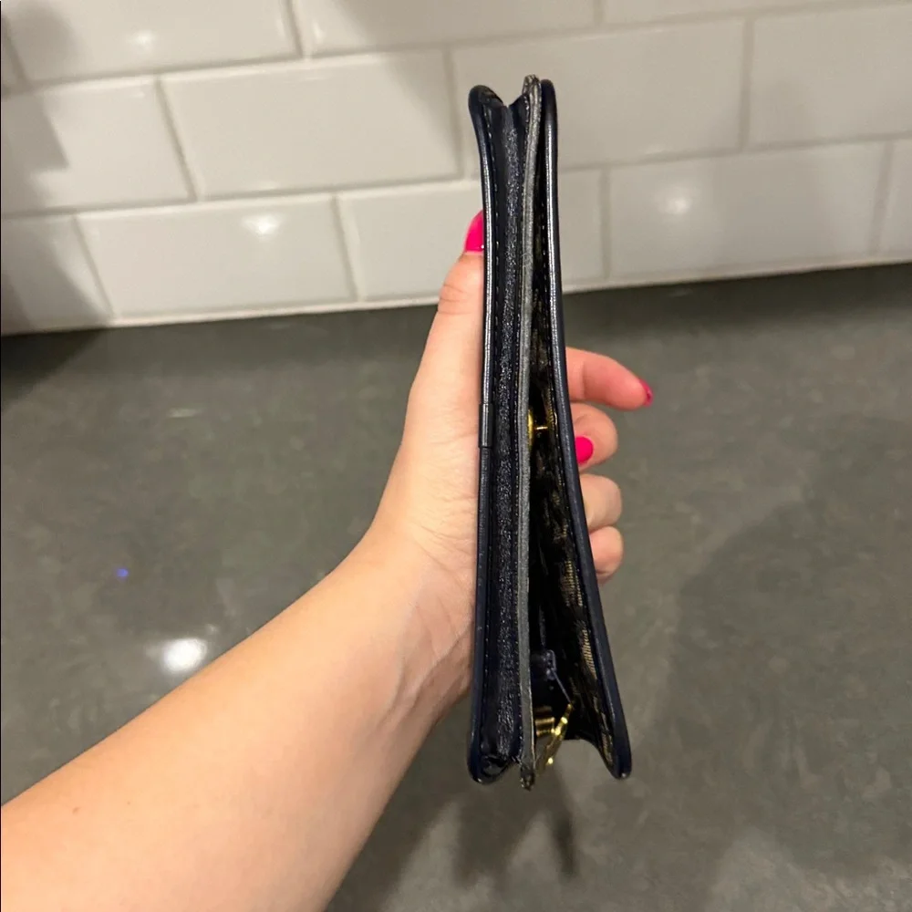 Christian Dior Trotter Canvas Leather Long Bifold Wallet (snap closure loose)